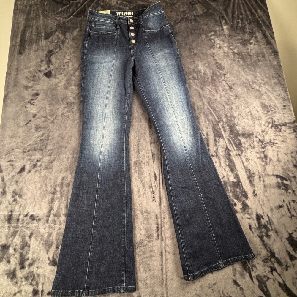 NWT Idyllwind Flare Jeans Womens 6 34L Dark Wash High Rise Button Fly Trusties